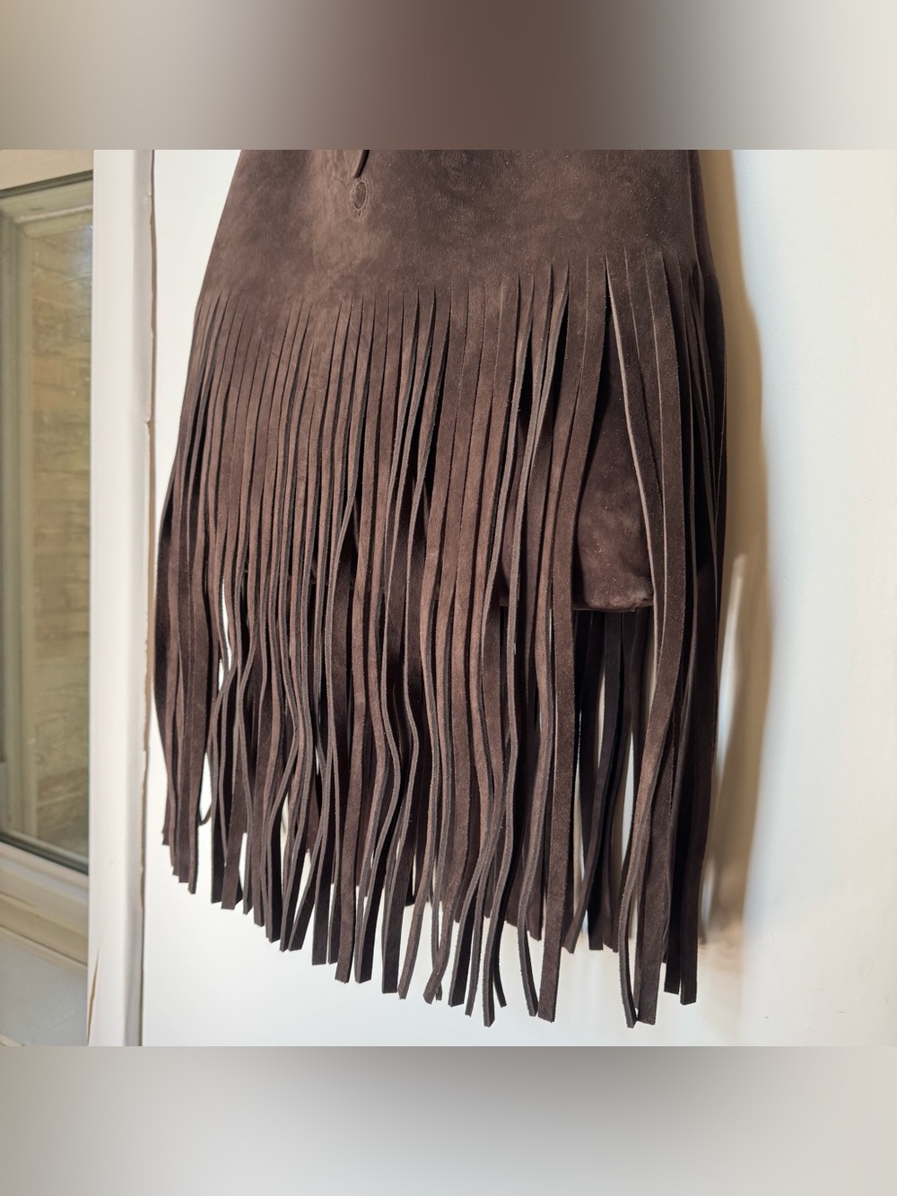 NWT Reformation Ivy Fringe Tote Bag Boss Brown Suede - Picture 8 of 17